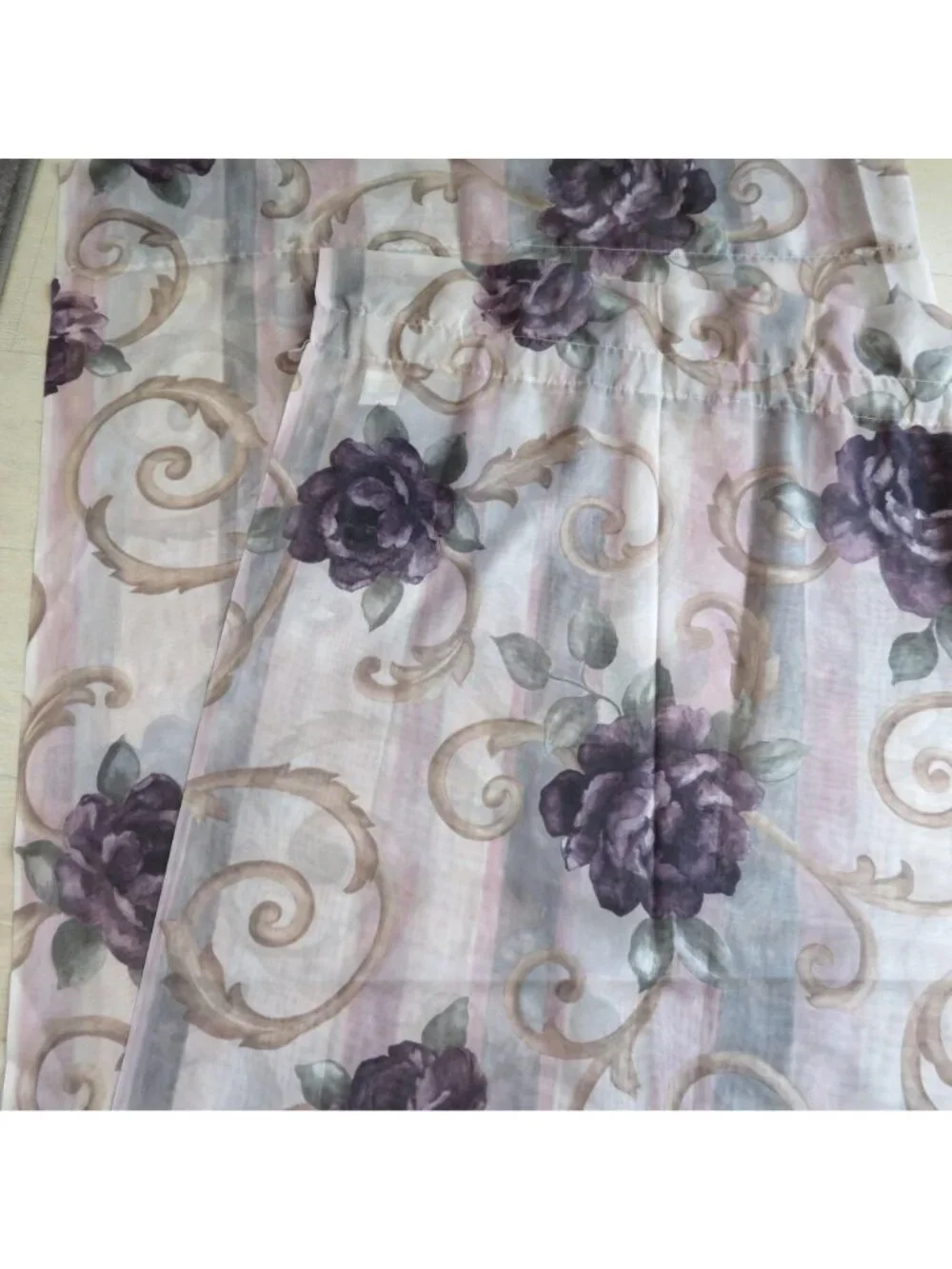 Vintage Floral Curtain Panels: Croscill Chambord Cassis Amethyst, 60